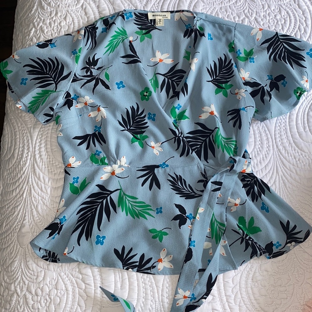 Blue Hawaiian themed crossbody crop top